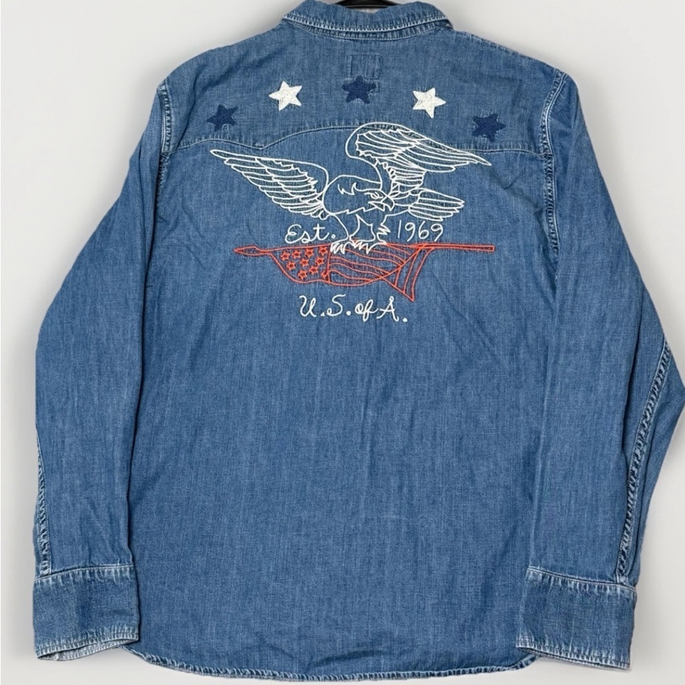NEW MEN'S M GAP AMERICANA DENIM WESTERN SLIM FIT JEAN COWBOY SHIRT